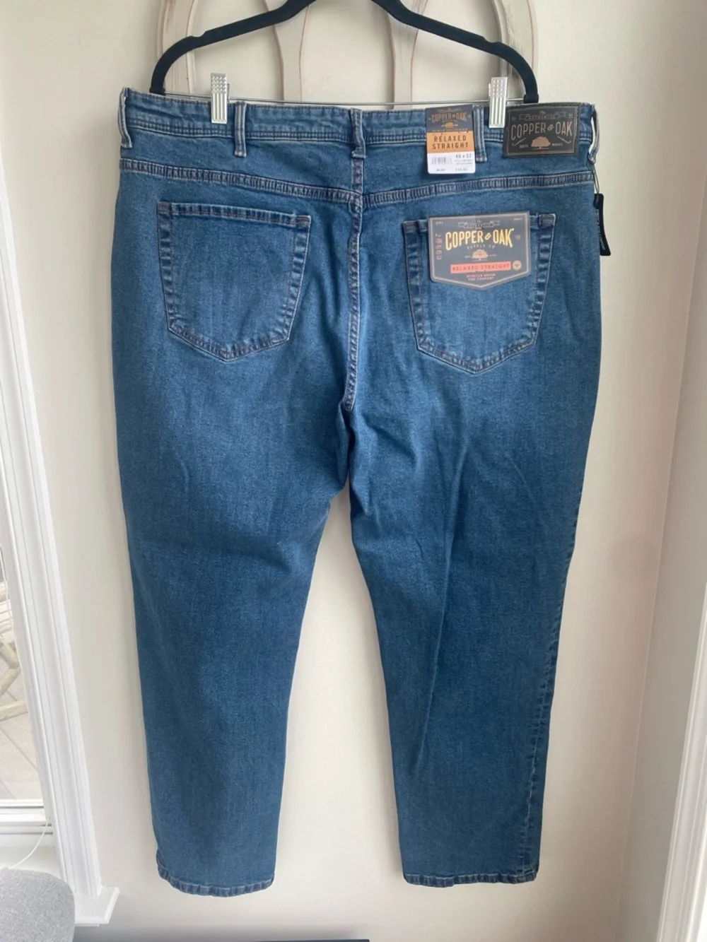 Copper & Oak Relaxed blue tinted rinse Straight Jeans 40 X 32 NEW WITH TAG